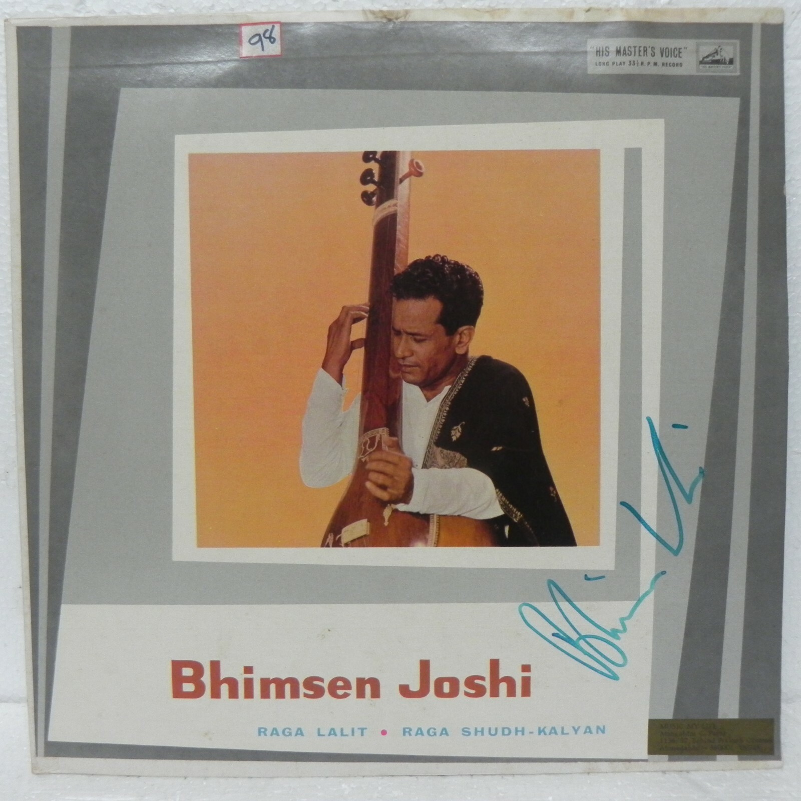 Bhimsen Joshi Signed AUTOGRAPHED  Vinyl LP Record Indian Classical Bollywood NM