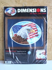 Cross Stitch Kit #39018 Freedom Eagle Dimensions US Flag 14" X 10" Oval NEW