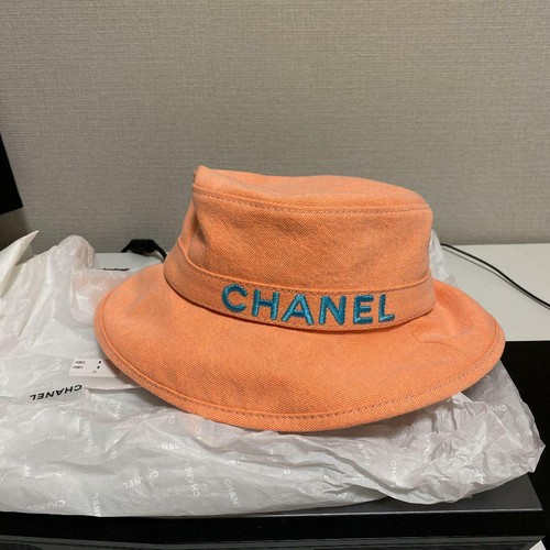 AUTH CHANEL BUCKET HAT DENIM ORANGE '21 