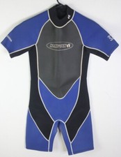 Hang Ten Youth Short Sleeve Shorty Wet Suit Size XL Shorts Black Blue 3/2mm