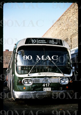 CTA. GM Coach Bus #417. Chicago (IL). Original Slide 1983.