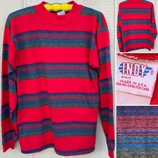 Vintage Indy Knit Long Sleeve Striped Tee T-Shirt XS/S Made In USA Bold Stripes
