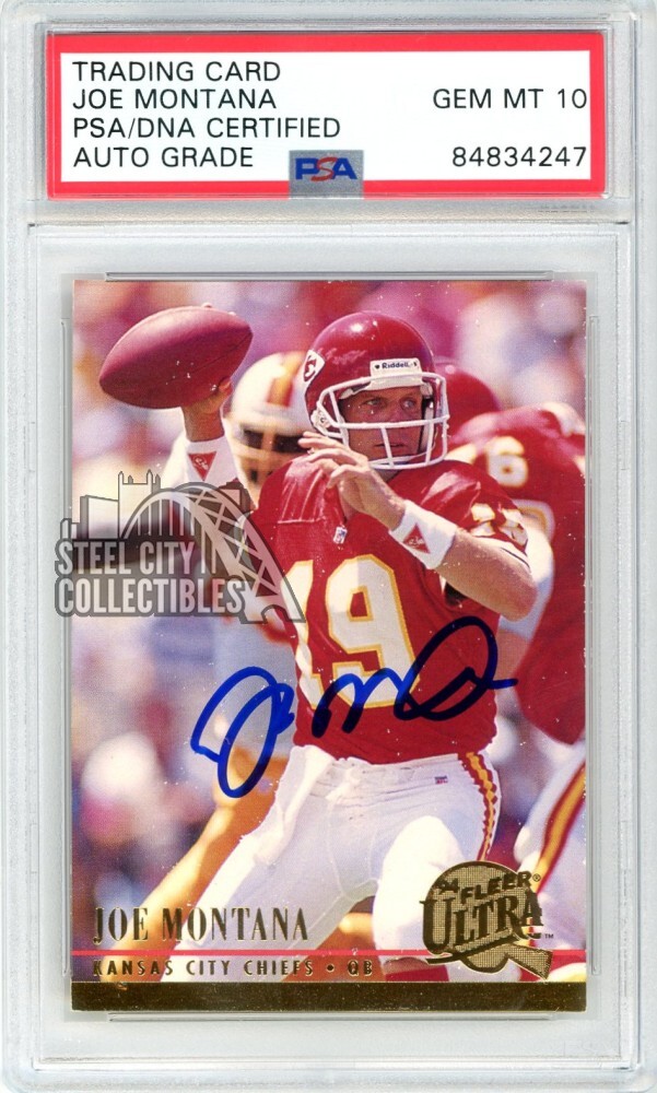 Joe Montana 1994 Fleer Ultra Autograph Card #145 PSA/DNA 10