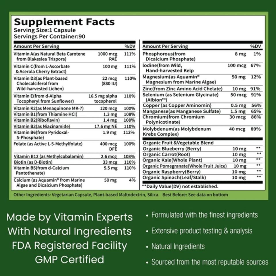 Multivitamínico diario Grow Vitamin One para hombres Foto 4 de 4