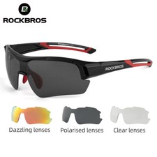 ROCKBROS 3 Lens Cycling Sunglasses Polarized Glasses UV400 Bike Sports Eyewear