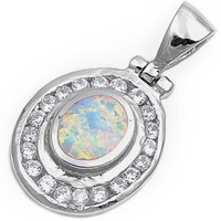Beautiful White Australian Opal & Russian Cz .925 Sterling Silver Pendant on sale Beautiful White Australian Opal & Russian Cz .925 Sterling Silver Pendant on sale