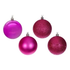 Vickerman 3" Hot Pink 4 Finish Orn Asst 16/Box