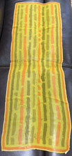 VHTF Signed 1960s Vera Neuman Scarf 100 Silk Gold Orange MCM Pattern 42x14