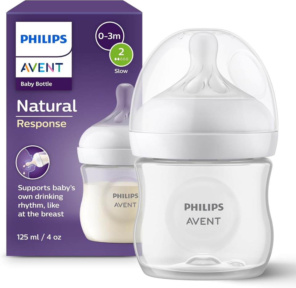 Philips Natural Response Baby Bottle 4Oz/125 Ml with Slow Flow Teat ...