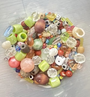 Modern Vintage Beads (2oz) of Mixed Colors Sizes Brights Glass Beads Unique