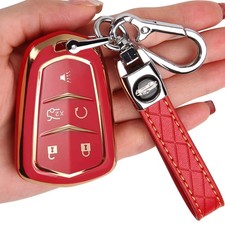for Cadillac Key Fob Cover - Key Fob Cover Case Holder for 2015-2019 Cadillac...