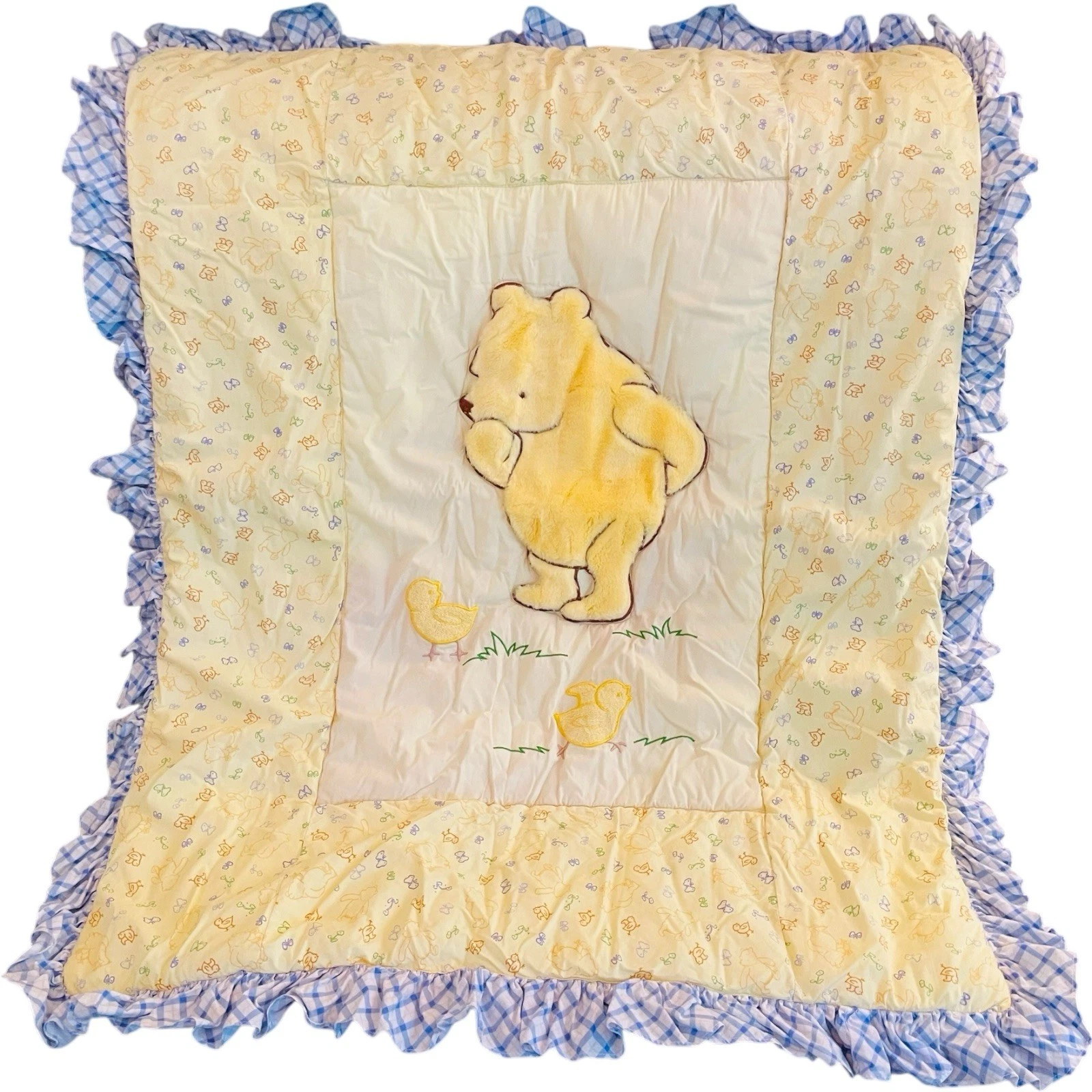 Disney Crown Craft Classic Pooh Set Crib Blanket Baby Valance Sheet