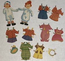 Vintage Raggedy Ann  Andy Paper Doll Cut Outs With 4 Outfits