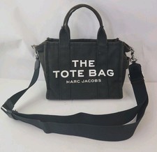 Marc Jacobs The Tote Bag Mini Borsa a Tracolla Nera Tela Sbiadita Piccola Borsetta