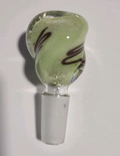 14mm Light Green Glass Tob Pipe Bowl w/ Swirl Design - New.