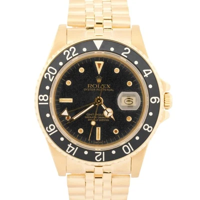Rolex GMT-Master BLACK 18K Yellow Gold Jubilee Automatic 40mm Watch 16758 - Image 1 of 4