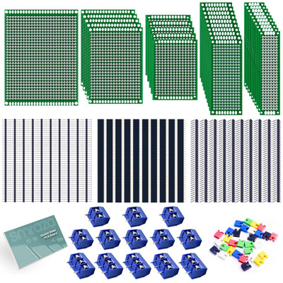 104Pcs Double Sided PCB Board Kit, Prototype Boards for DIY Soldering and Electr