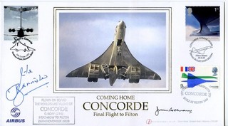 2003 CONCORDE GREAT BRITAIN BUCKINGHAM COVER SIGNED PILOTS BANNISTER & COCHRANE