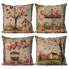 Valentine Pillow Covers 18x18 Inch Set of 4 Vintage Valentine Decor 18inch