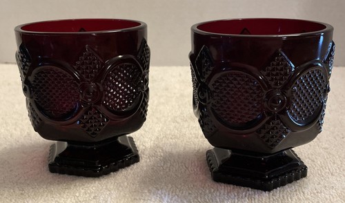 The 1876 Cape Cod Collection Avon Ruby Red Footed Tumblers Set Of 2 - Picture 1 of 4