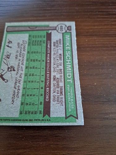 1976 TOPPS BASEBALL CARD # 480 MIKE SCHMIDT PHILLIES THIRD BASEMAN - Picture 10 of 10