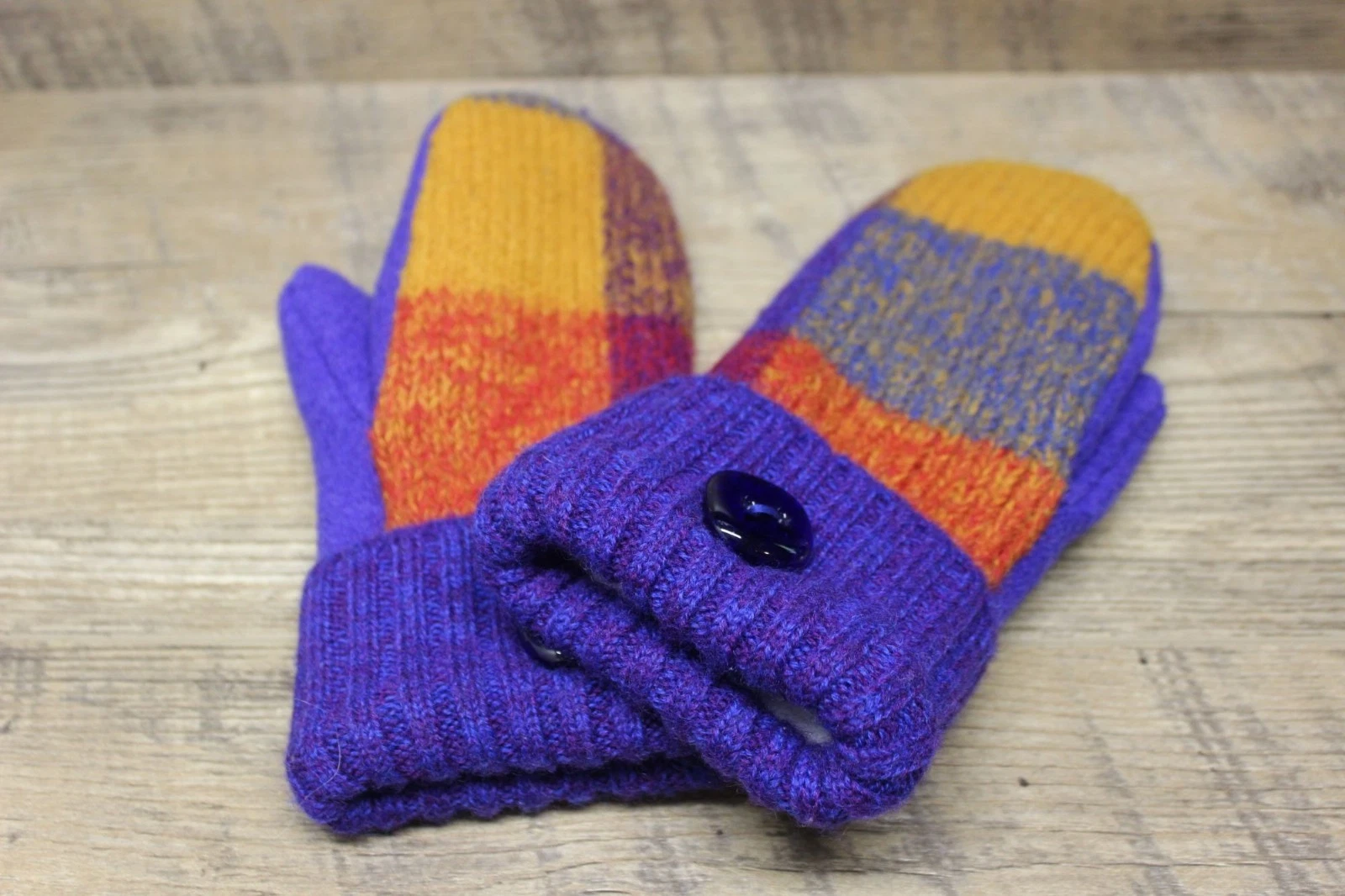 Handmade Upcycled Wool Sweater Mittens Fleece Lined Winter Gloves Women’s
