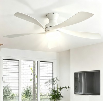 Sofucor 52 Flush Mount Ceiling Fan with LED Light and Remote Indoor Outdoor Fan