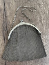 Ancien sac de soirée porte monnaie en maille métal argenté