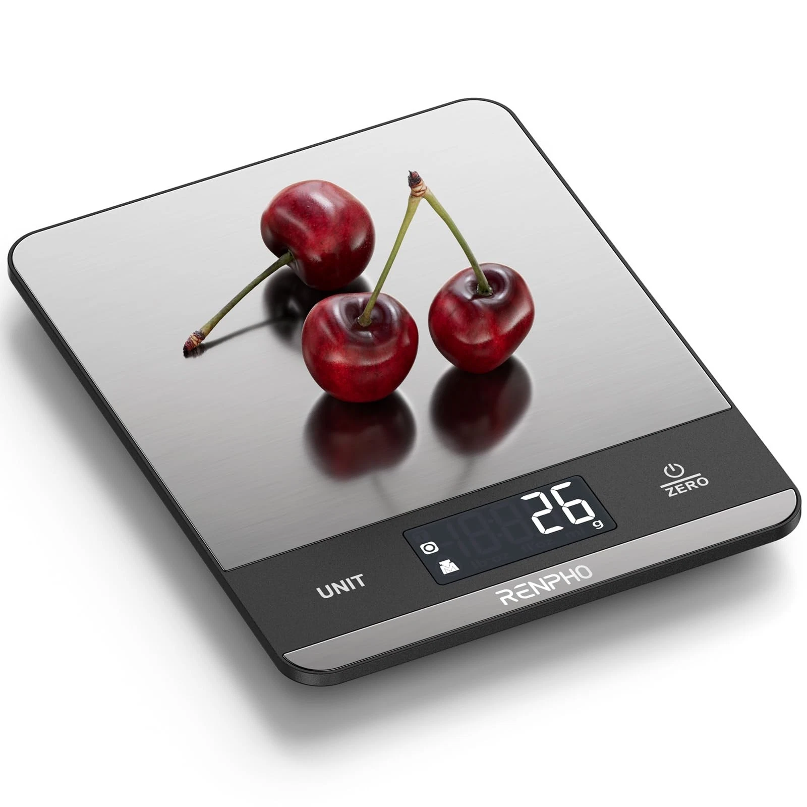 RENPHO Kitchen Scales with 7 Units, 9*6.3 inch - Non-Bluetooth, Silver