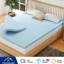 Cooling Gel Memory Foam Mattress Topper for Queen Size Beds - Soft Breathable