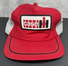Vtg Case Trucker Hat SnapBack IH Patch Mesh Foam Mequon WI Wisconsin USA Red