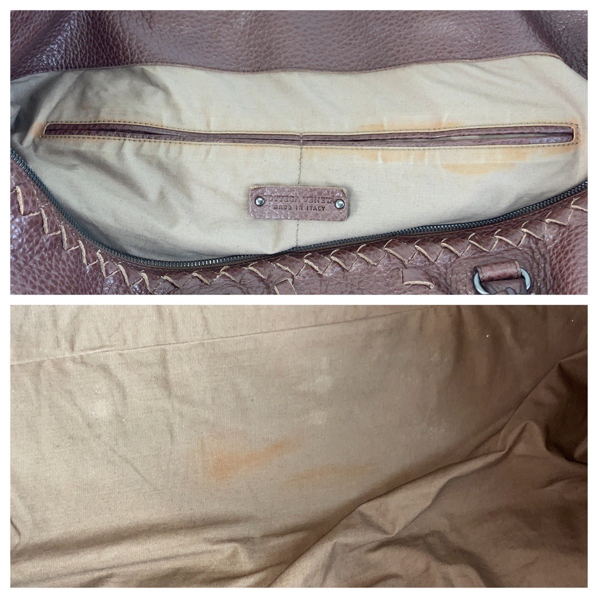 Bottega Veneta Leather Tote Bag Brown Men’s Intrecciato 17.9x12.6x7.9in Used thumbnail 5