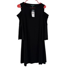Lauren Ralph Lauren Dress Size 10 Cold Shoulder Bell Sleeve Black Stretch NWT
