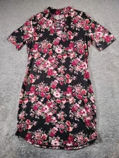 B&B Boutique Women's Size Medium Bright Pink Light Pink Black Floral Dress