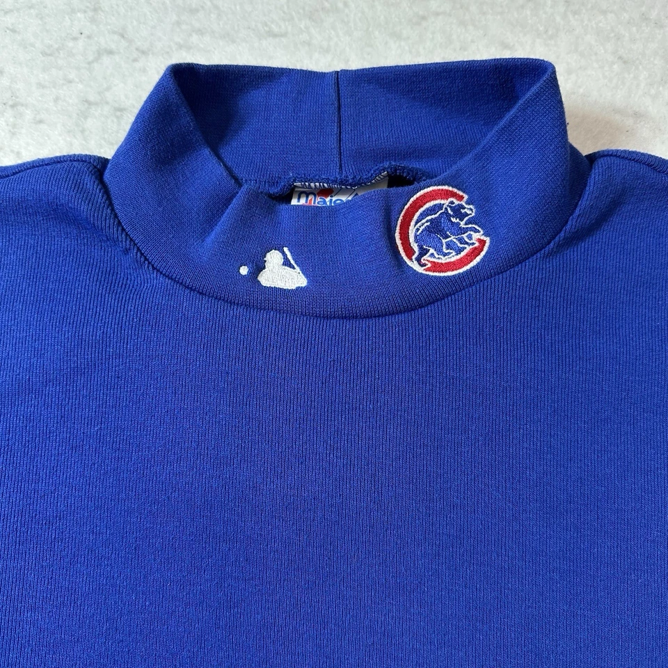 Chicago Cubs Mock Neck Turtleneck Blue Majestic Official Vintage Sosa Size Small - Image 2 of 4