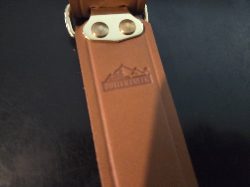 BUTLER CREEK 1-inch Brown Leather & Brass Military Style Adjustable Rifle Sling