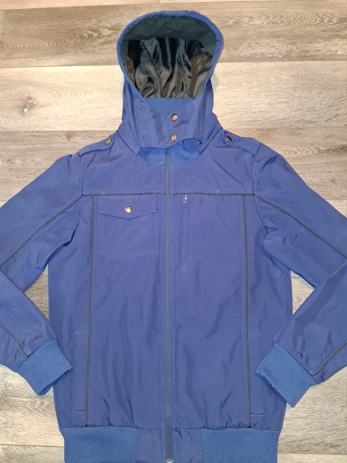 Baubax Travel Bomber Jacket Detachable Hood Utility Softshell Navy Mens Small image 4