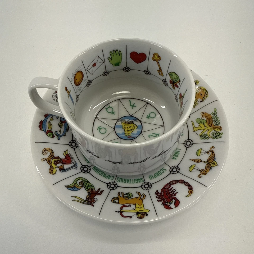 Taza de té y platillo de adivinación zodiacal de colección Gremio Internacional de Coleccionistas Japón Foto 2 de 4