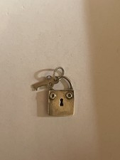 Vintage Padlock and key Sterling Silver Charm...