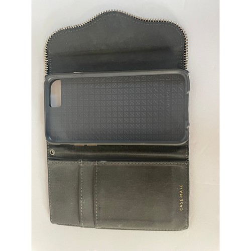 REBECCA MINKOFF Leather Phone Case, Black Wallet w/ card pocket for 4.7" screen - Picture 2 of 3