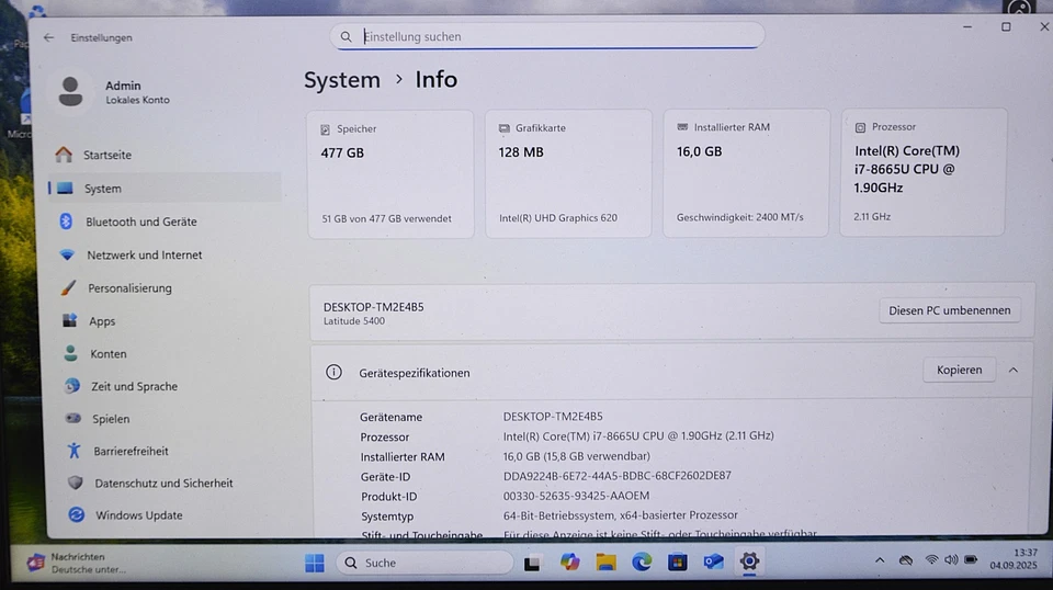 Dell Latitude 5400 · i7-8665U · 16GB · 512GB, Foto 3 von 5