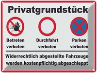 Blechschild 30X40 Cm Parken PrivatgrundstüCk Betreten Verbot Warnschild Hinweiss
