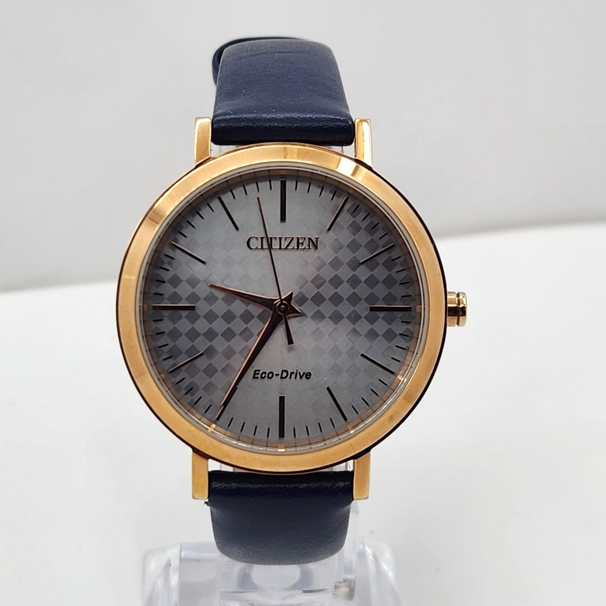 Citizen EM-0763 Women's Watch Mop Dial Navy Leather Band 36.5mm | eBay