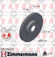 2X Zimmermann Bremsscheibe 230.2363.20 FüR Alfa Romeo Fiat Lancia