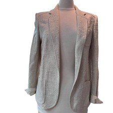 VTG 80/90s Blazer Liz Claiborne Open Women  s Sz 8 Tweed Preppy Coastal READ