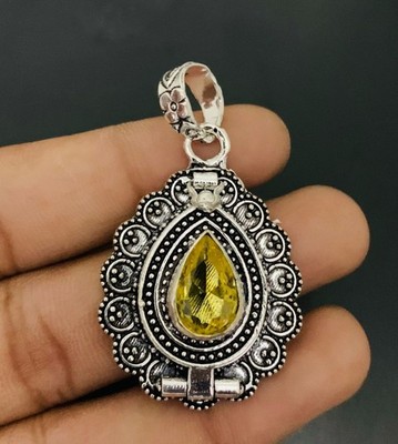 Citrin Quarz Edelstein 925 Sterling Silber Handarbeit Anhänger Schmuck Geschenk für