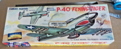 VERY RARE 1955 AURORA  P-40  FLYING TIGER   SILVER + CEMENT