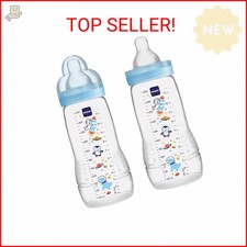 MAM Easy Active Baby Bottles 11oz, Fast Flow Skinsoft Silicone Nipple with Wide