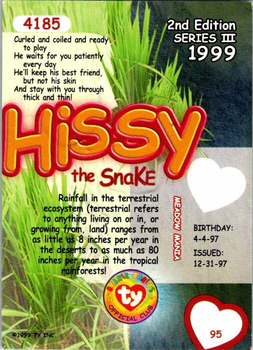 1999 Ty Beanie Babies 2nd Edition Series III - Pick Choose Your Cards - Picture 31 of 51