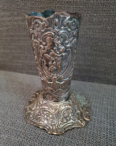 Vintage E. G. WEBSTER & SON, NY ornate silverplated vase(?)-  5 "(+/-) 